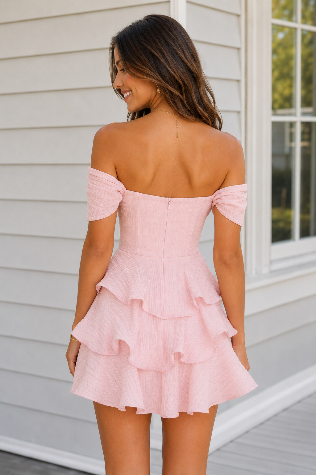 Tiered Off-the-Shoulder Ruffle Mini Dress