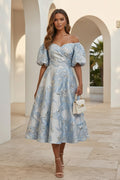 Off-Shoulder Jacquard Midi Dress