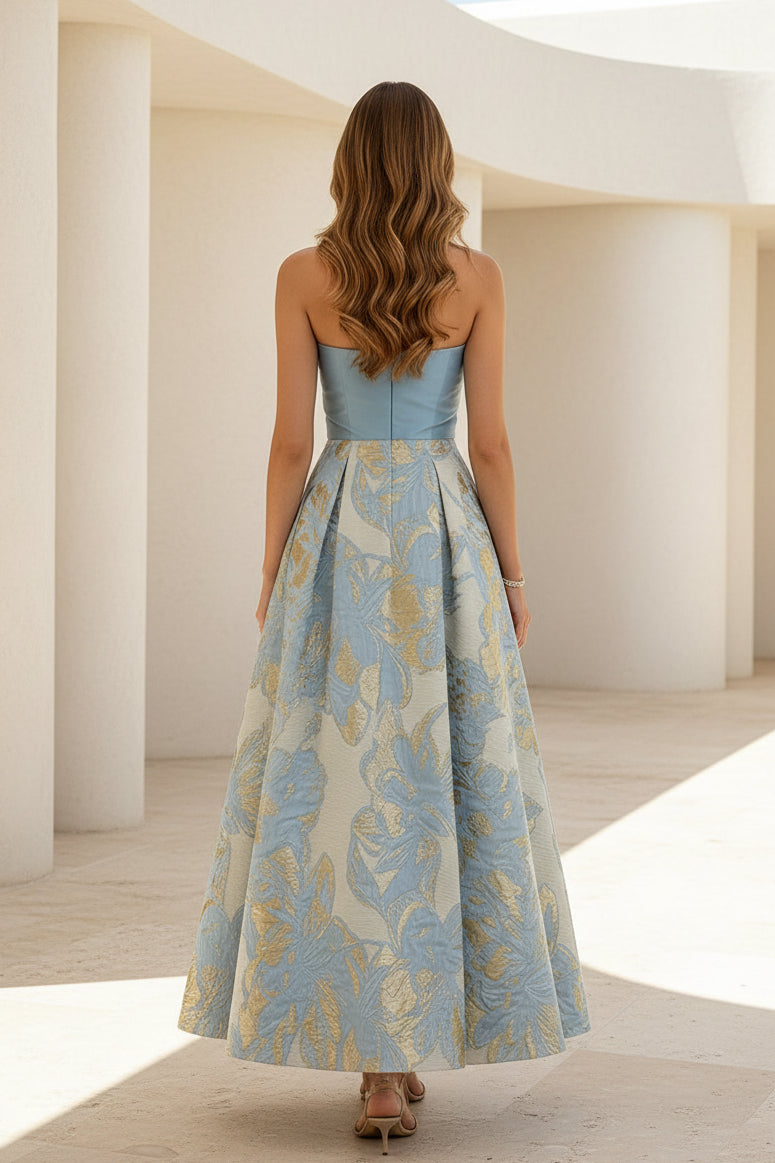 Strapless Jacquard A-Line Formal Dress