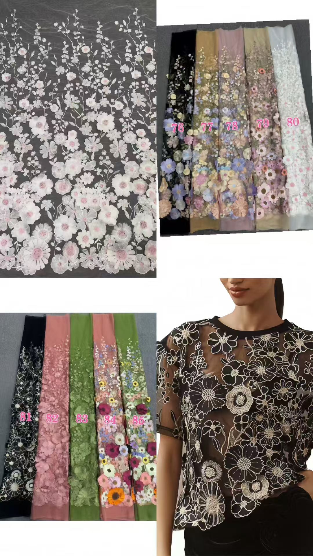 V-Neck Long Sleeve 3D Floral Applique Gown
