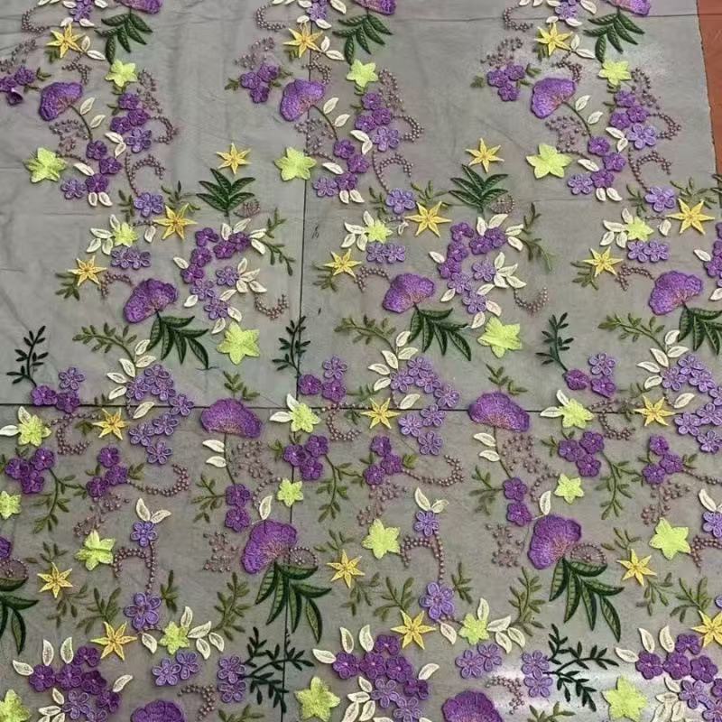 Floral Embroidered Tiered Mesh Midi Dress with Tie Straps