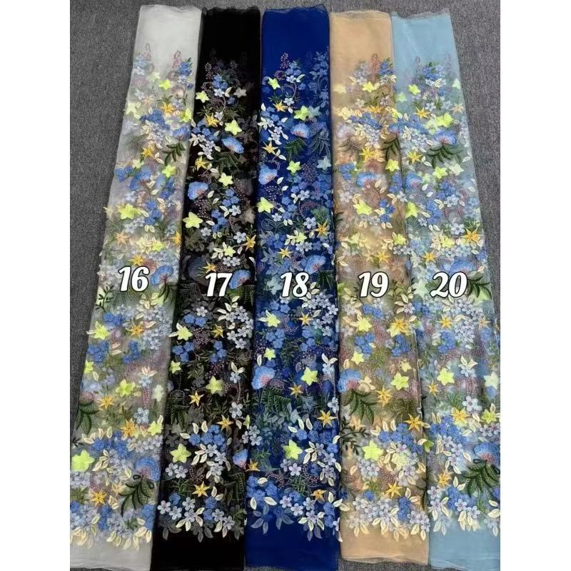 Floral Embroidered Tiered Mesh Midi Dress with Tie Straps