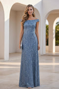 Off-the-Shoulder Jacquard A-Line Evening Gown