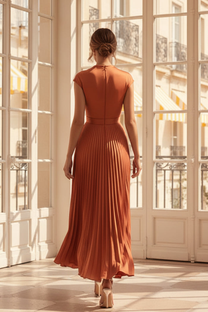 Asymmetrical Pleated One Shoulder Evening Dress