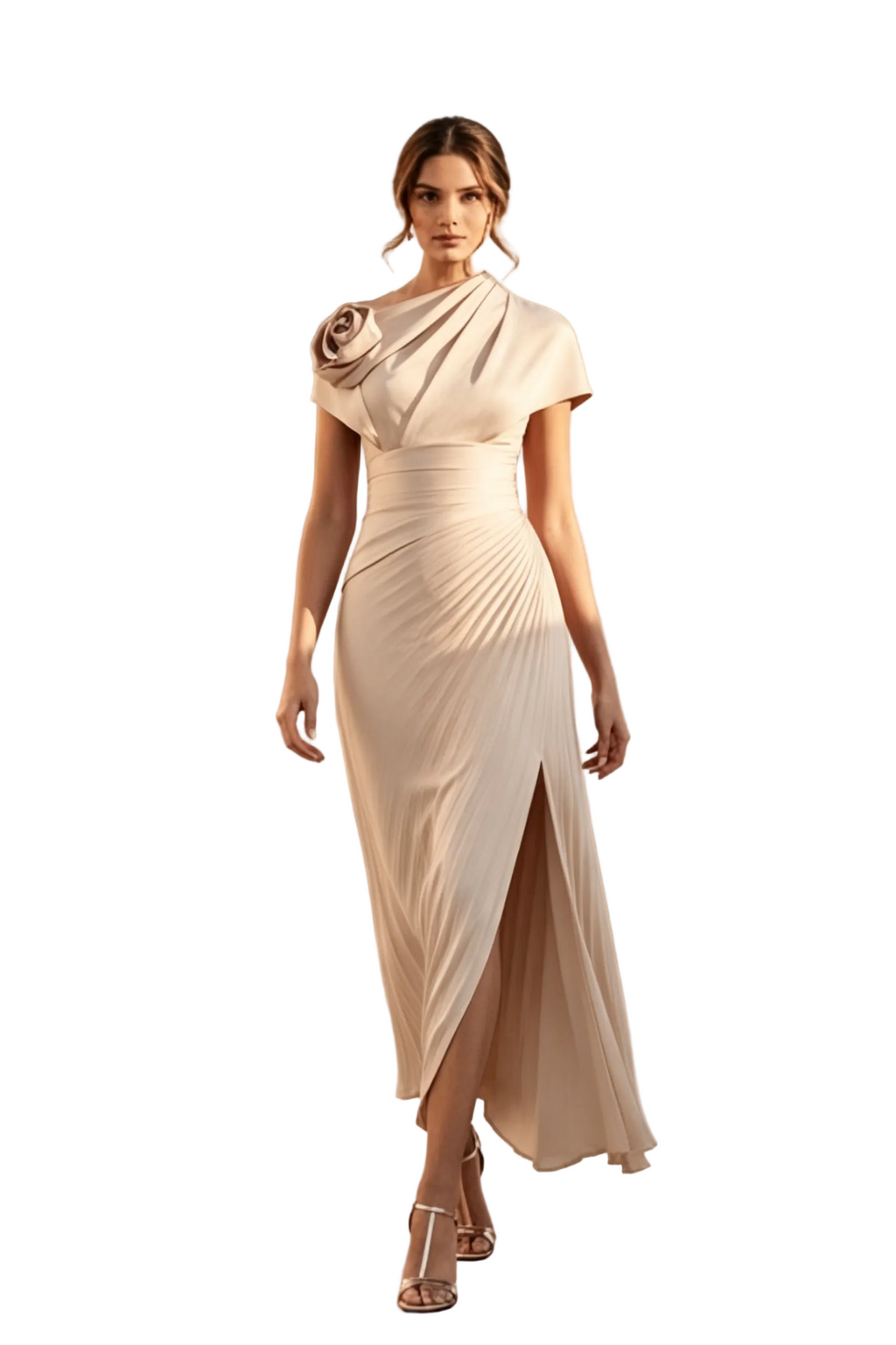 Asymmetrical Pleated One Shoulder Evening Dress