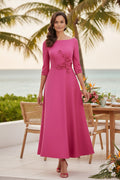 Off Shoulder 3D Floral Asymmetrical Midi Dress
