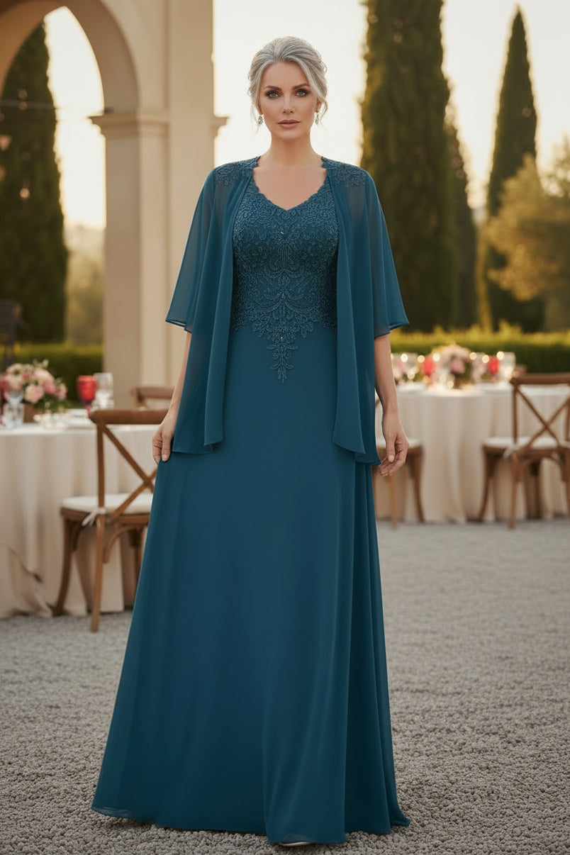 A-Line Chiffon Mother of the Bride Dress with Jacket
