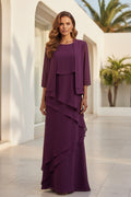 Layered Chiffon Maxi Dress with Jacket