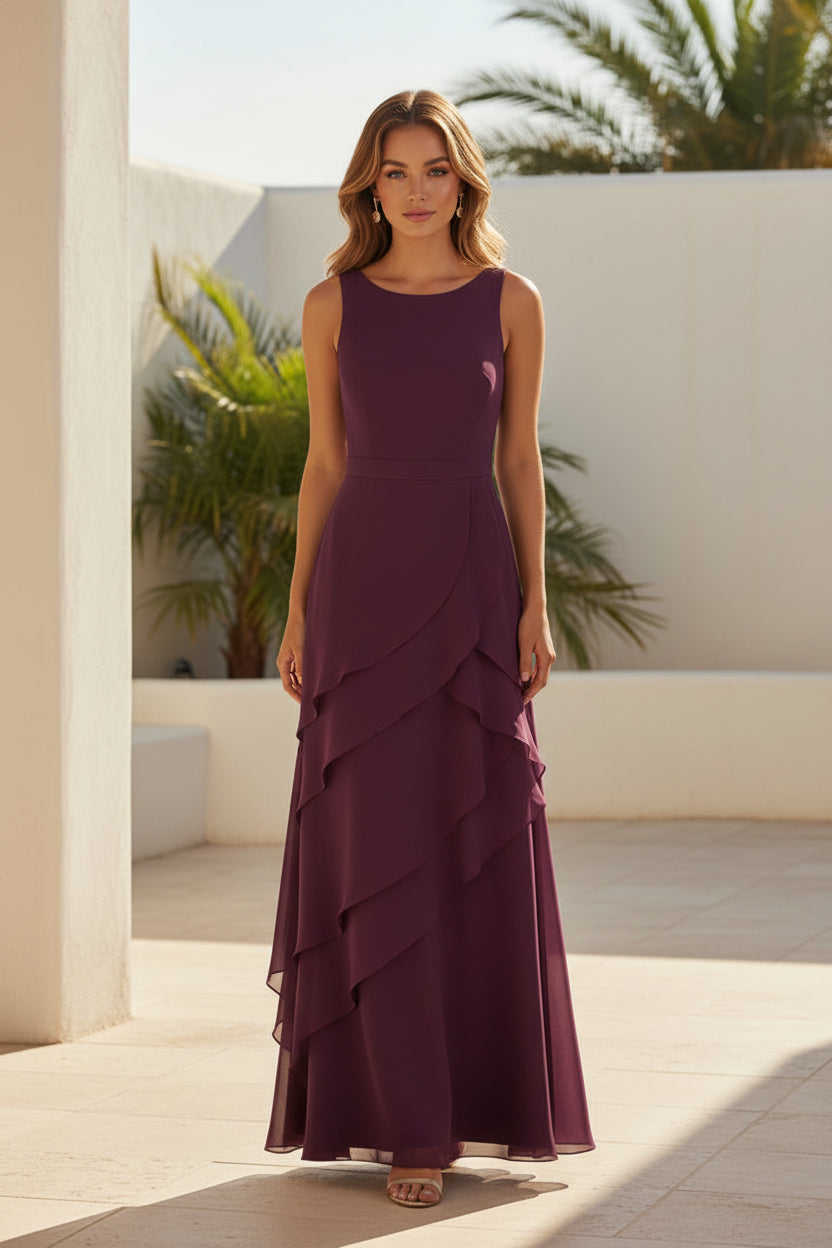 Layered Chiffon Maxi Dress with Jacket