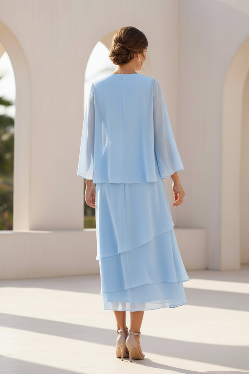 Lace Jacket Chiffon Two-Piece Gown