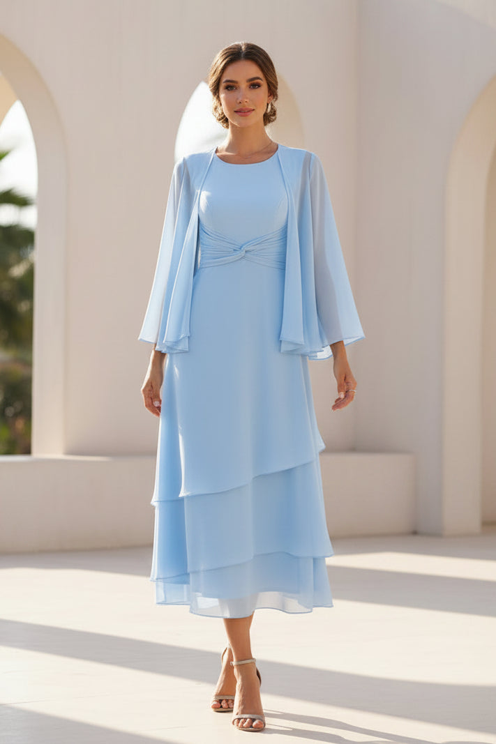Lace Jacket Chiffon Two-Piece Gown