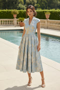 Floral Jacquard Tea-Length A-Line Dress