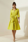 Shirt Dress with Bow Tie Waist & Full A-Line Skirt