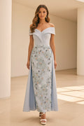 Off-the-Shoulder Embellished Dress with Overskirt