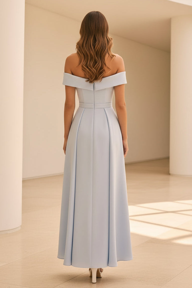 Off-the-Shoulder Embellished Dress with Overskirt