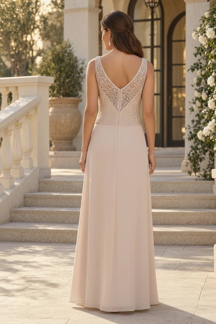 Lace Jacket and Chiffon A-Line Evening Gown