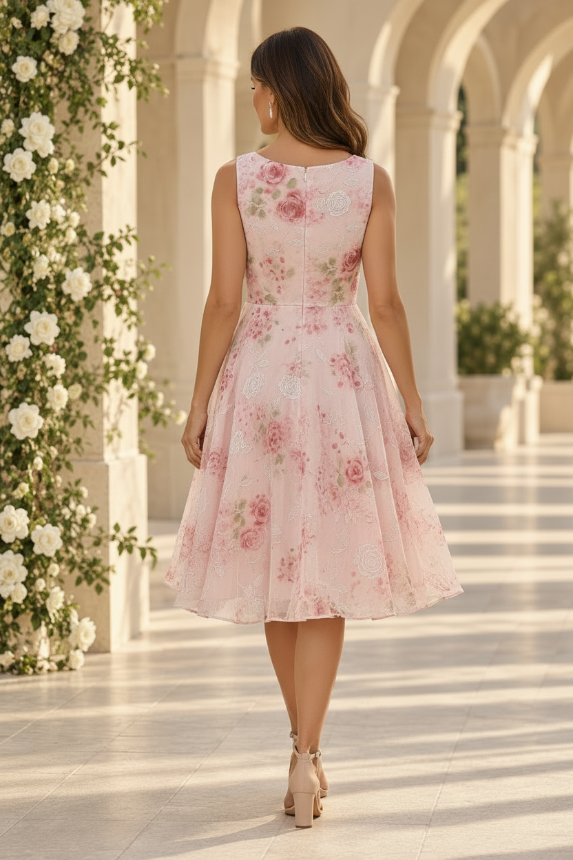 Floral Tiered Midi Dress with Sheer Jacket