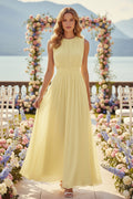 Sleeveless Pleated Chiffon A-Line Dress