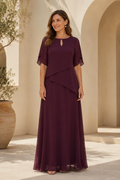 Asymmetrical Tiered Chiffon A-Line Evening Dress