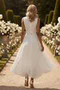 Polka Dot Sleeveless A-Line Maxi Dress