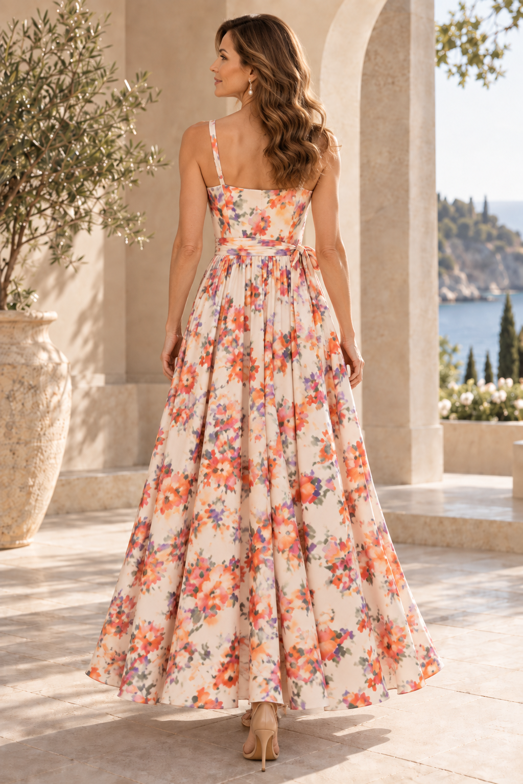 Floral Print Square Neck Maxi Dress with Pockets