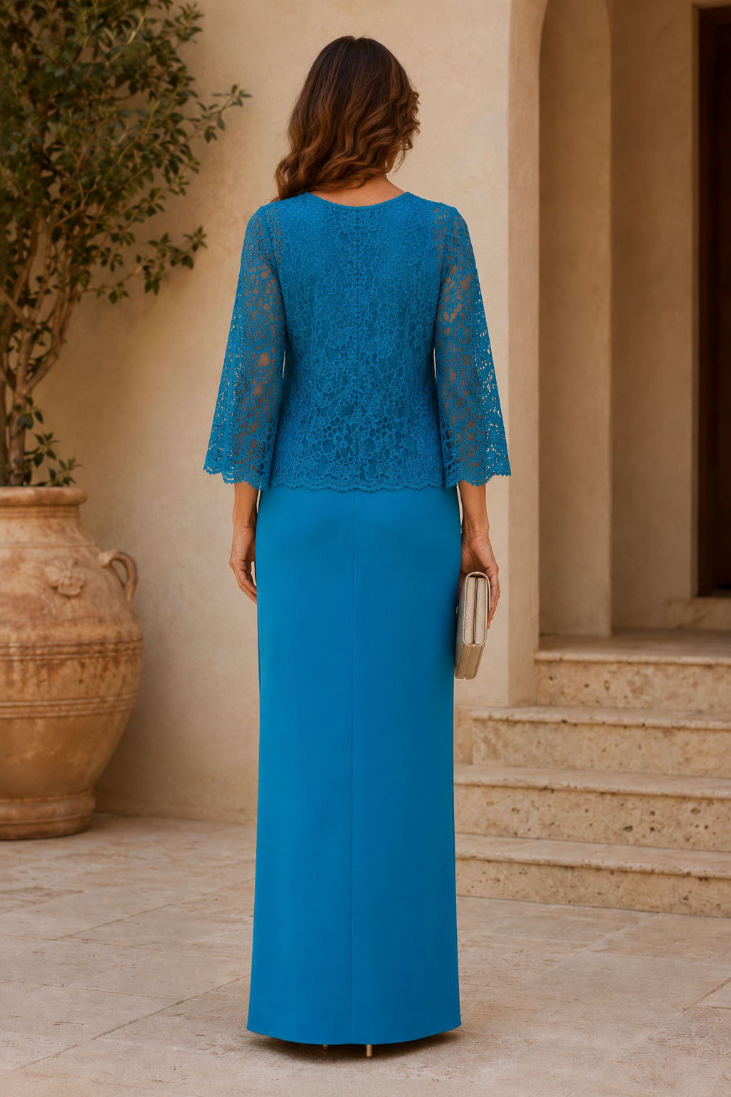 Elegant Sheath Gown with Matching Lace Jacket