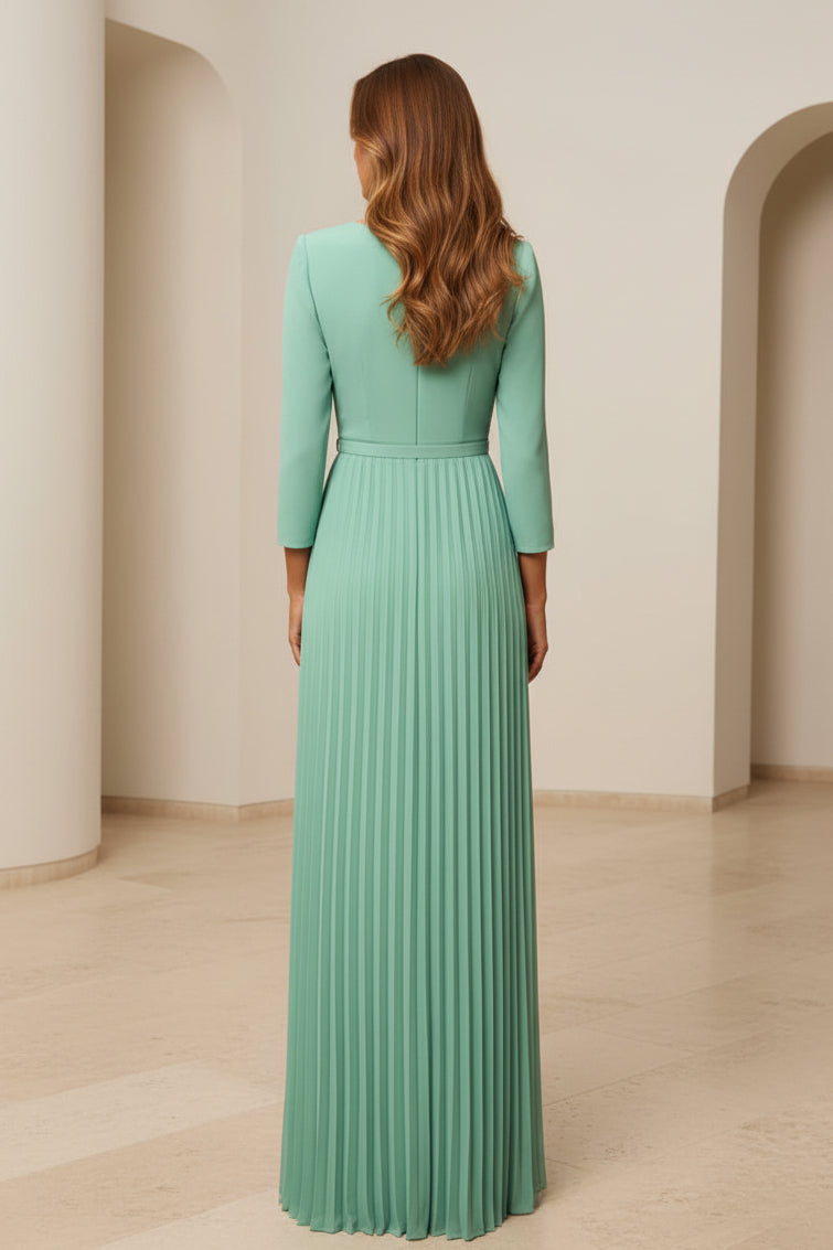 Sweetheart Pleated Evening Gown with Belt