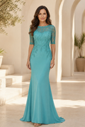 Illusion Lace Mermaid Evening Gown