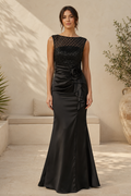 Illusion Bodice Mermaid Evening Gown with Flower Detail