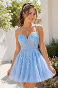 A-Line Sweetheart Lace Corset Homecoming Dress