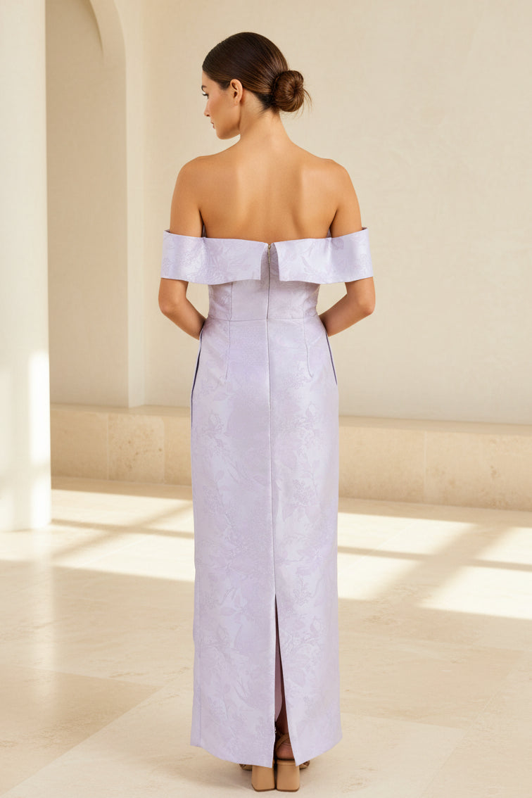 Off-the-Shoulder Jacquard Column Gown