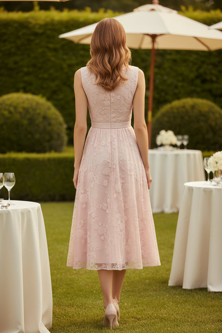 Sleeveless Lace A-Line Midi Dress