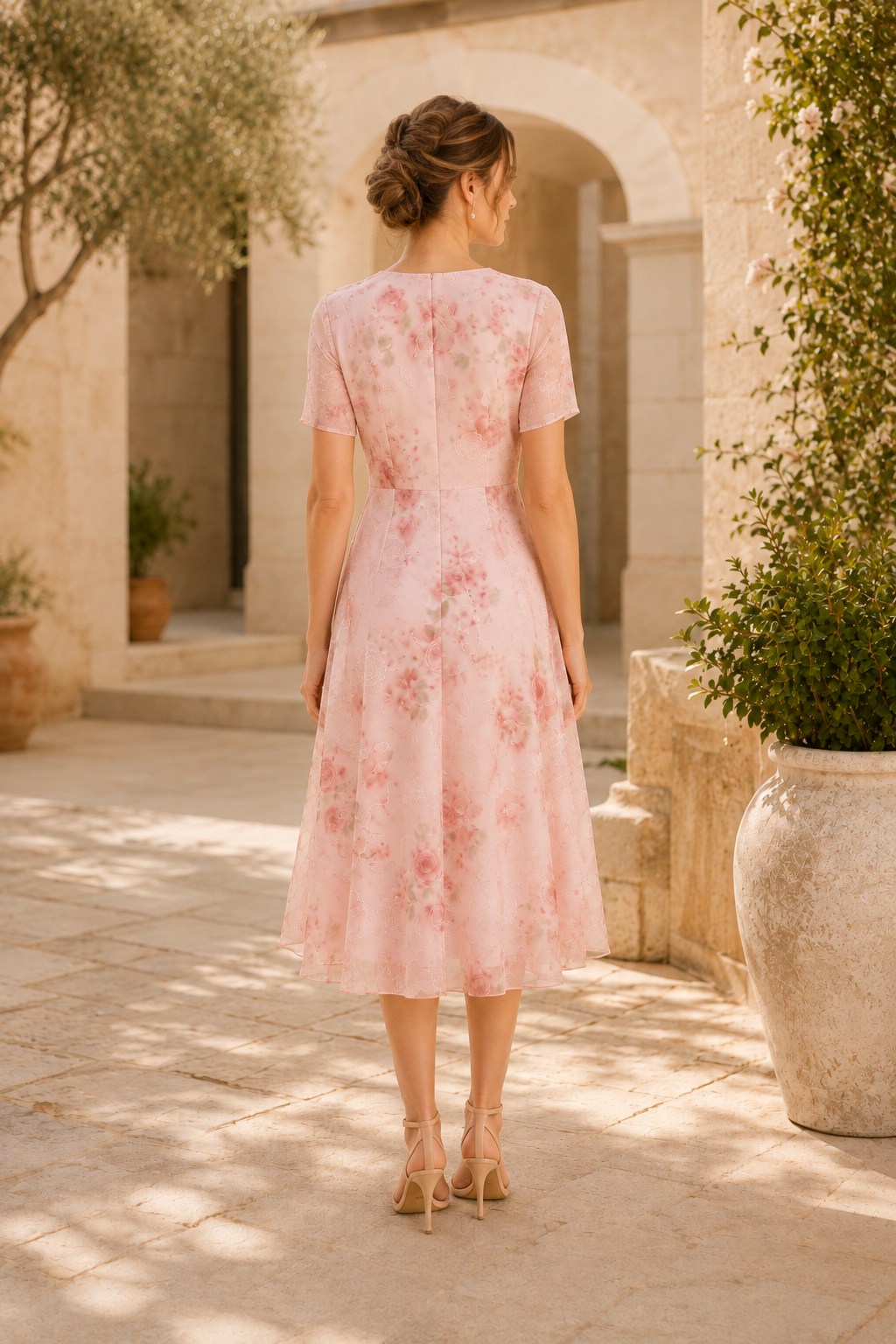 Floral Tiered Midi Dress with Sheer Jacket