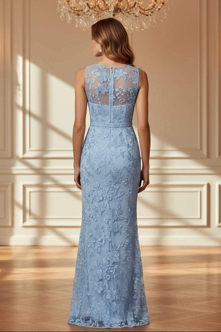 Illusion Neckline Lace Sheath Evening Gown