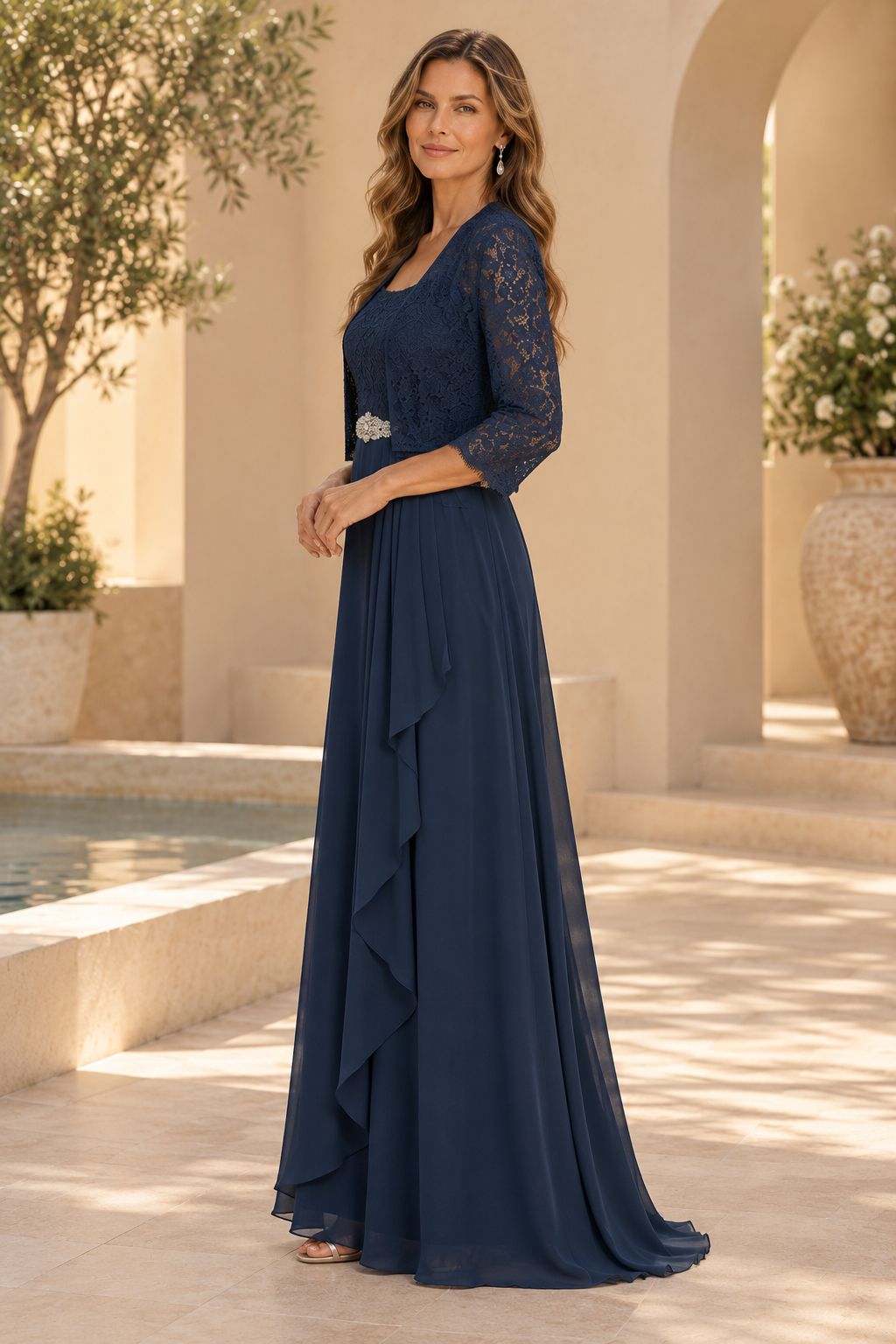Lace Bodice Gown with Matching Jacket