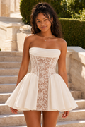 Strapless Lace Corset Fit and Flare Mini Dress