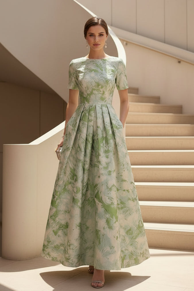 Floral Print A-Line Maxi Dress with Pockets