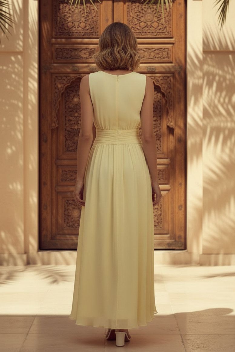 Sleeveless Chiffon A-Line Midi Dress
