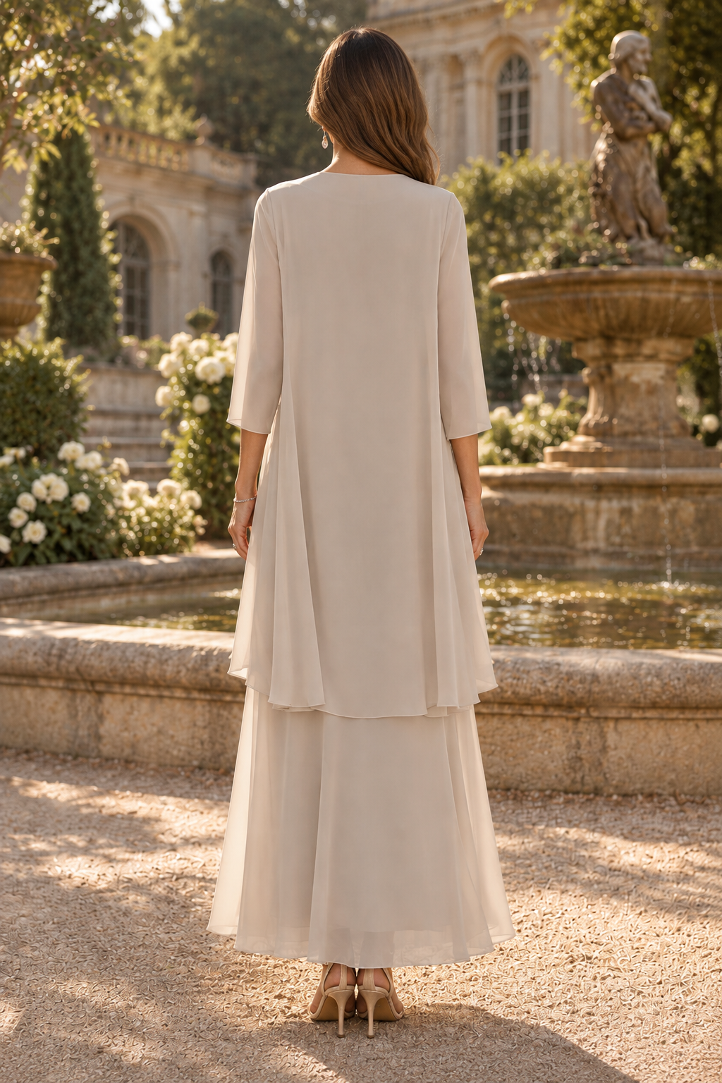 Tiered Maxi Dress with Sheer Jacket