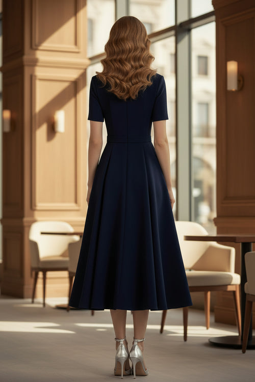 Beaded Collar A-Line Midi Dress