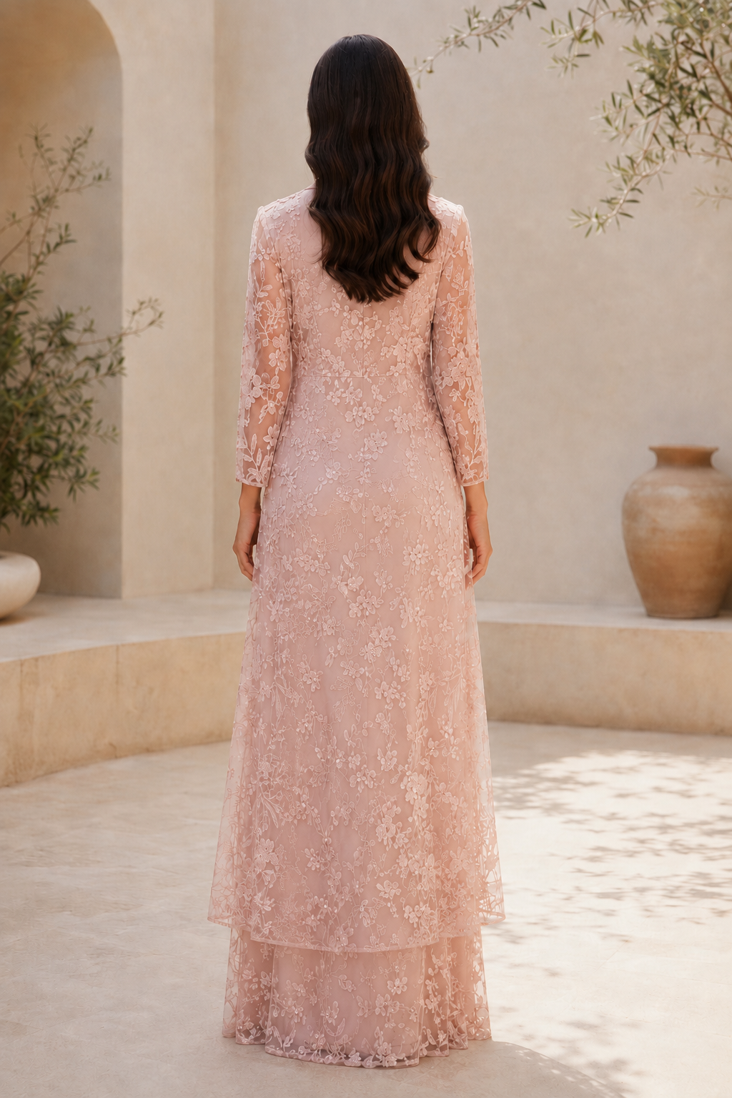 Elegant Lace Sheath Gown with Matching Jacket