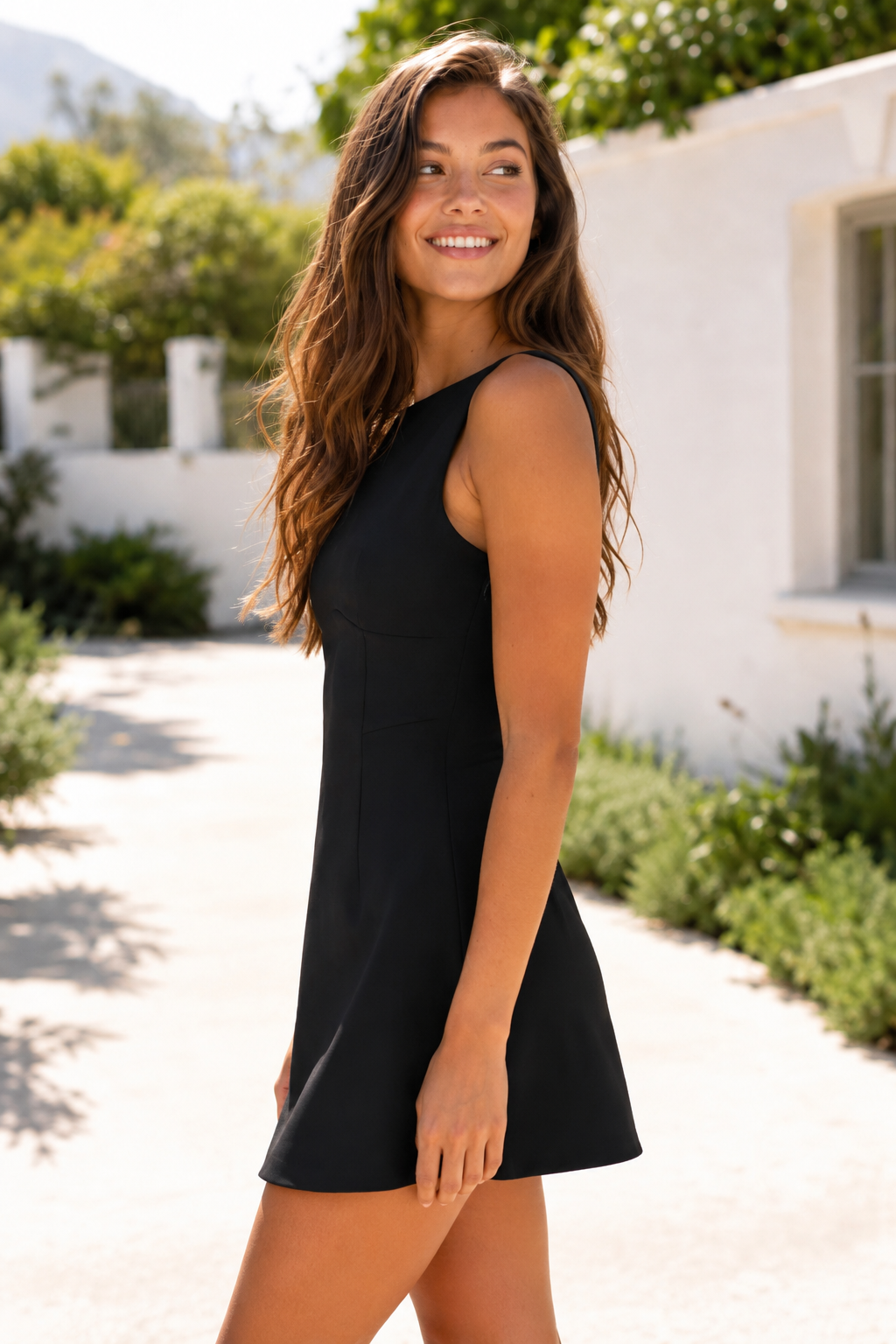 Sleeveless Bateau Neck Fit and Flare Mini Dress
