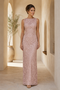 Sleeveless Lace Sheath Evening Gown