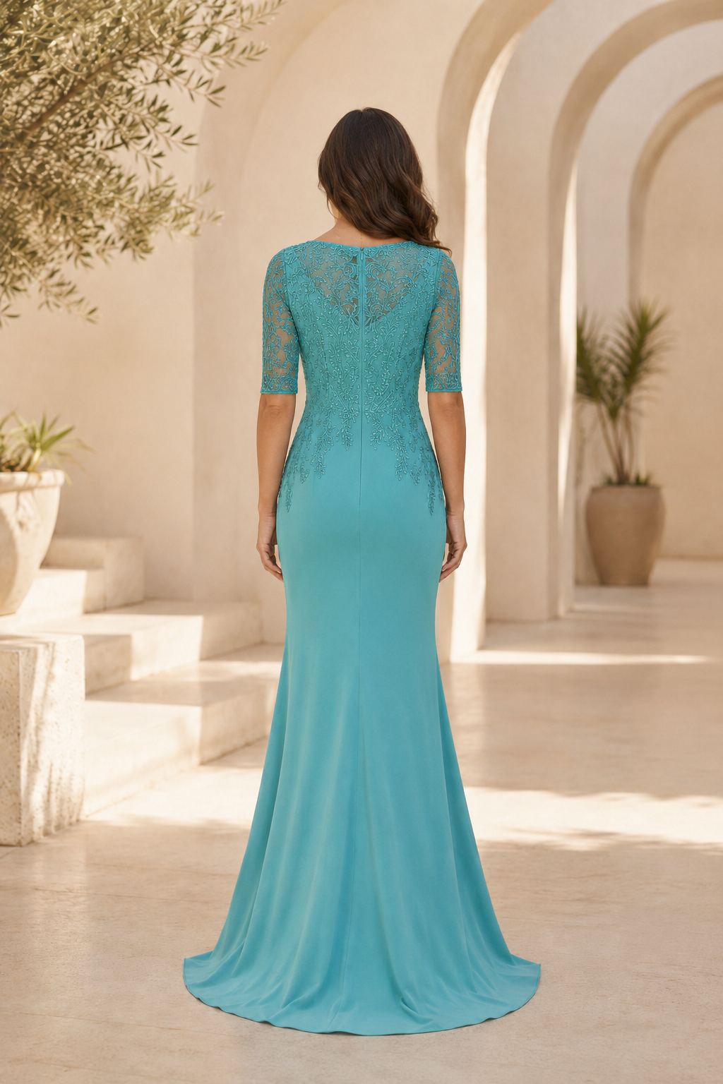 Illusion Lace Mermaid Evening Gown