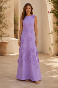 3D Floral Sleeveless A-Line Maxi Dress