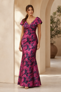 Off-Shoulder Jacquard Mermaid Evening Gown