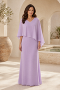 Chiffon Evening Gown with Cape Overlay