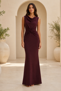 Cowl Neck Ruched Mermaid Evening Gown