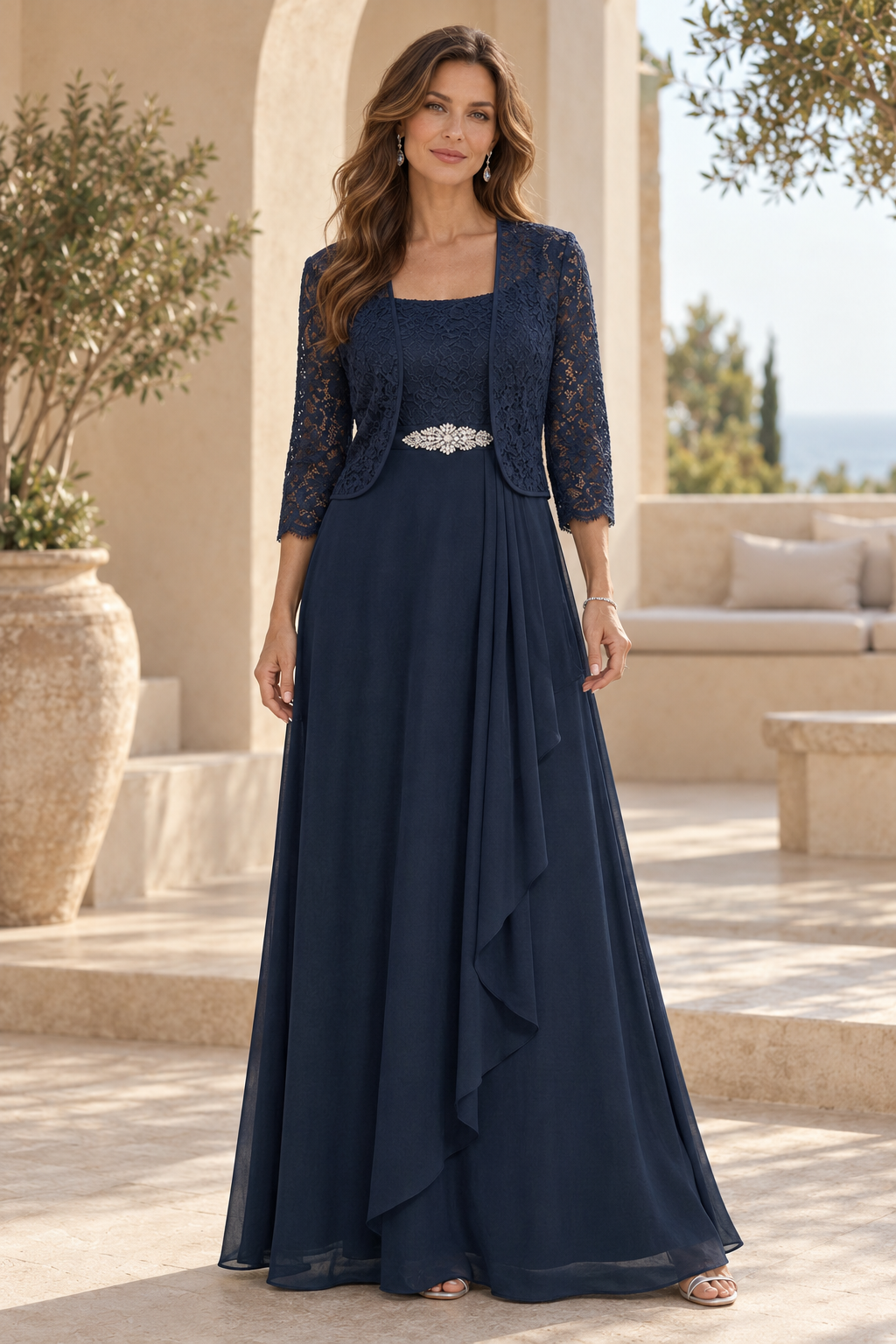 Lace Bodice Gown with Matching Jacket