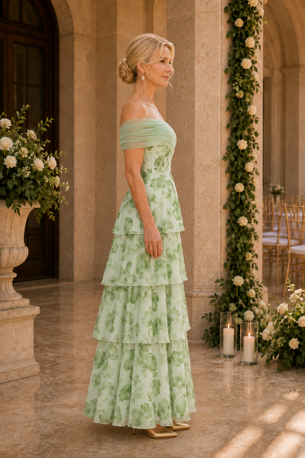 Floral Tiered Off-the-Shoulder Maxi Dress